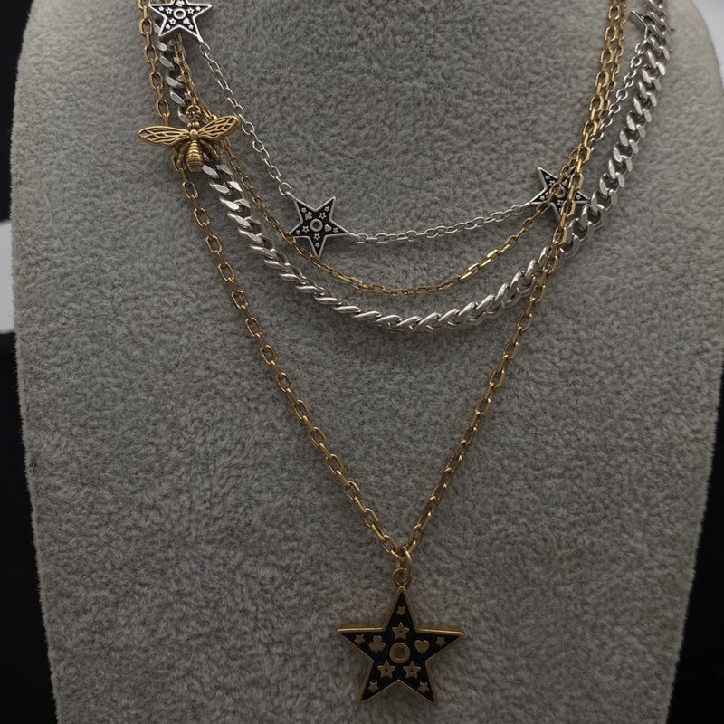 Ожерелье Dior Pearl And Logo Decorated - Stars "Gold" фото № 2