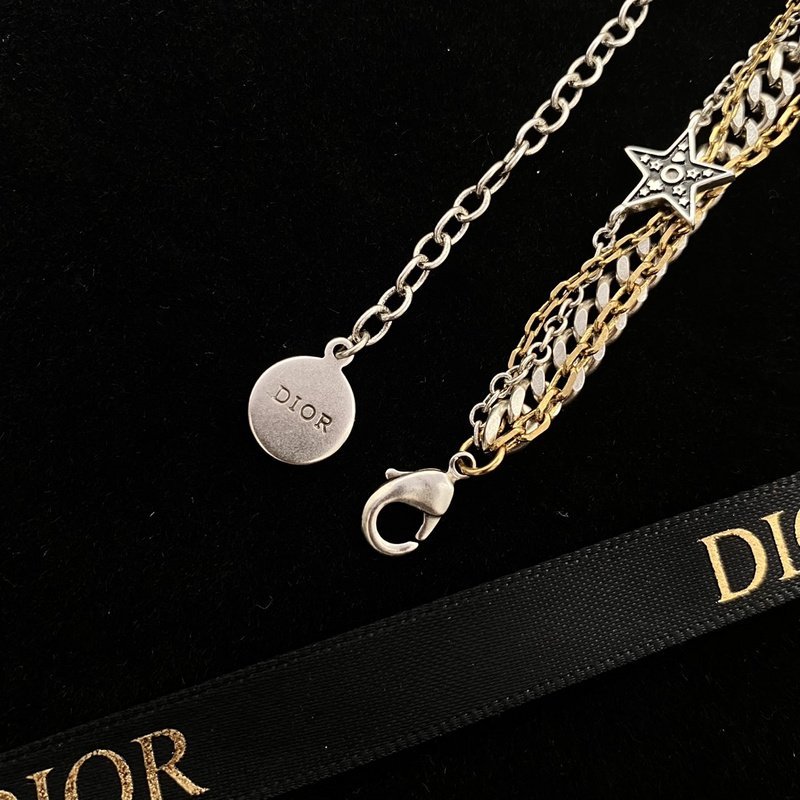 Ожерелье Dior Pearl And Logo Decorated - Stars "Gold" фото № 3