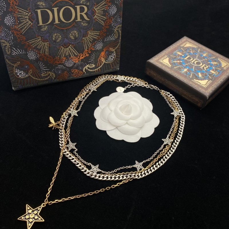 Ожерелье Dior Pearl And Logo Decorated - Stars "Gold" фото № 5