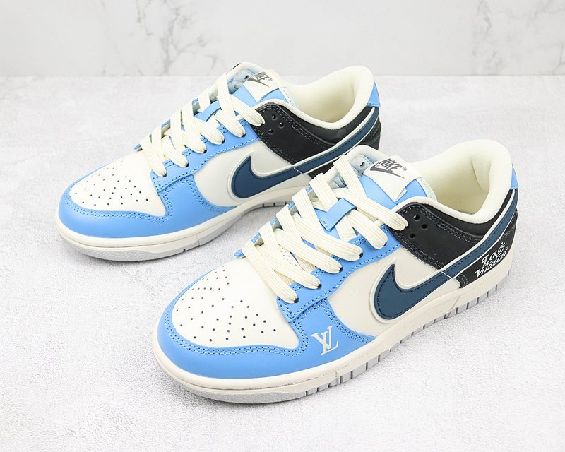 Louis Vuitton x Nike SB Dunk Low "Navy Blue/White/Black" фото № 5
