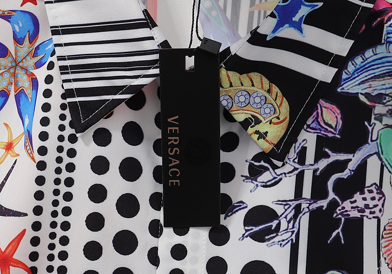 Рубашка Versace Short Sleeve Corals "White/Blue" фото № 3