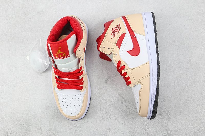 Air Jordan 1 Mid "Light Curry Cardinal (GS)" фото № 6