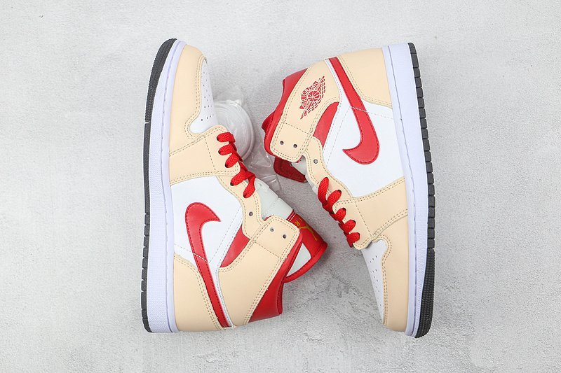 Air Jordan 1 Mid "Light Curry Cardinal (GS)" фото № 7