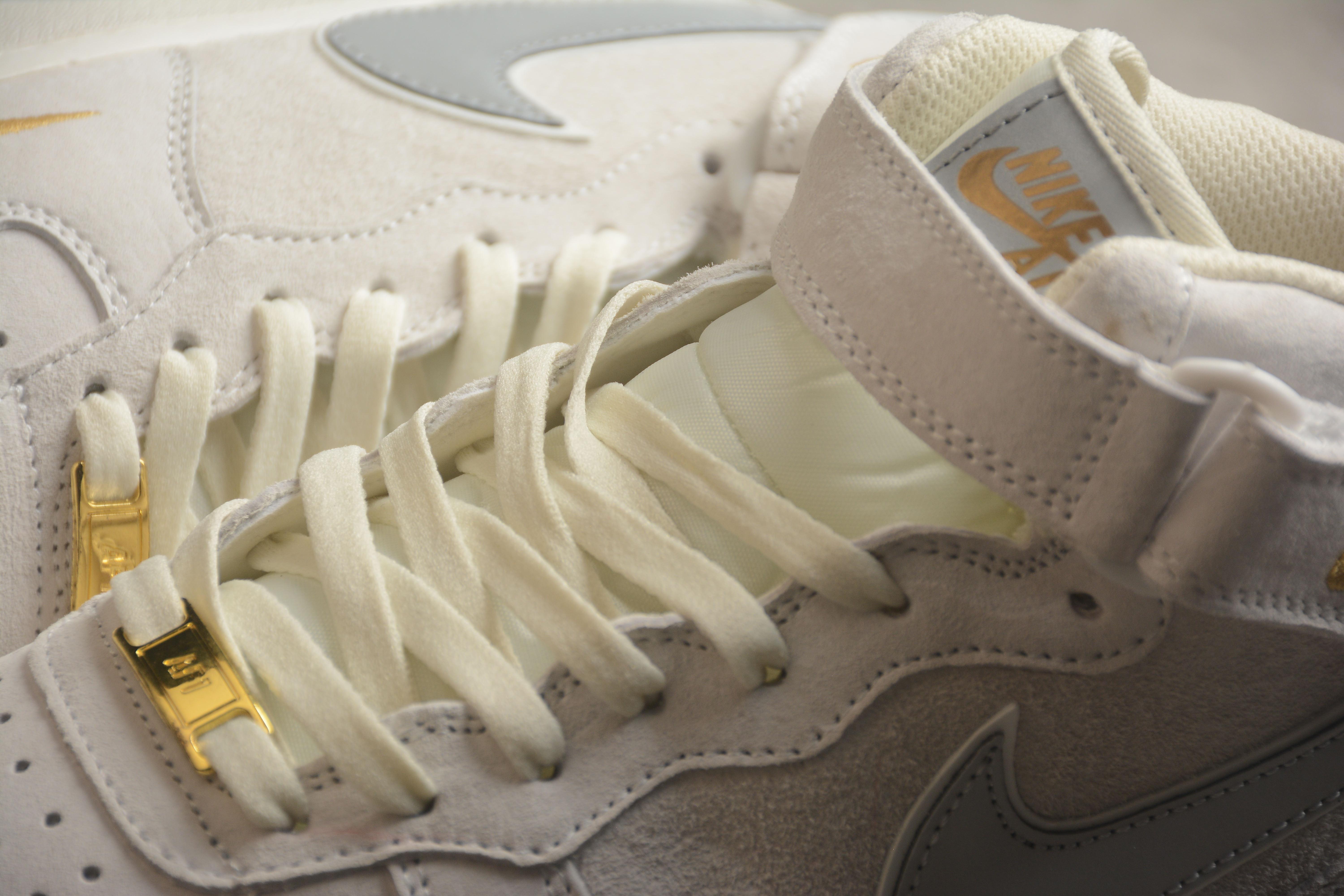 Nike Air Force 1 Mid "Grey/Gold/White" фото № 8