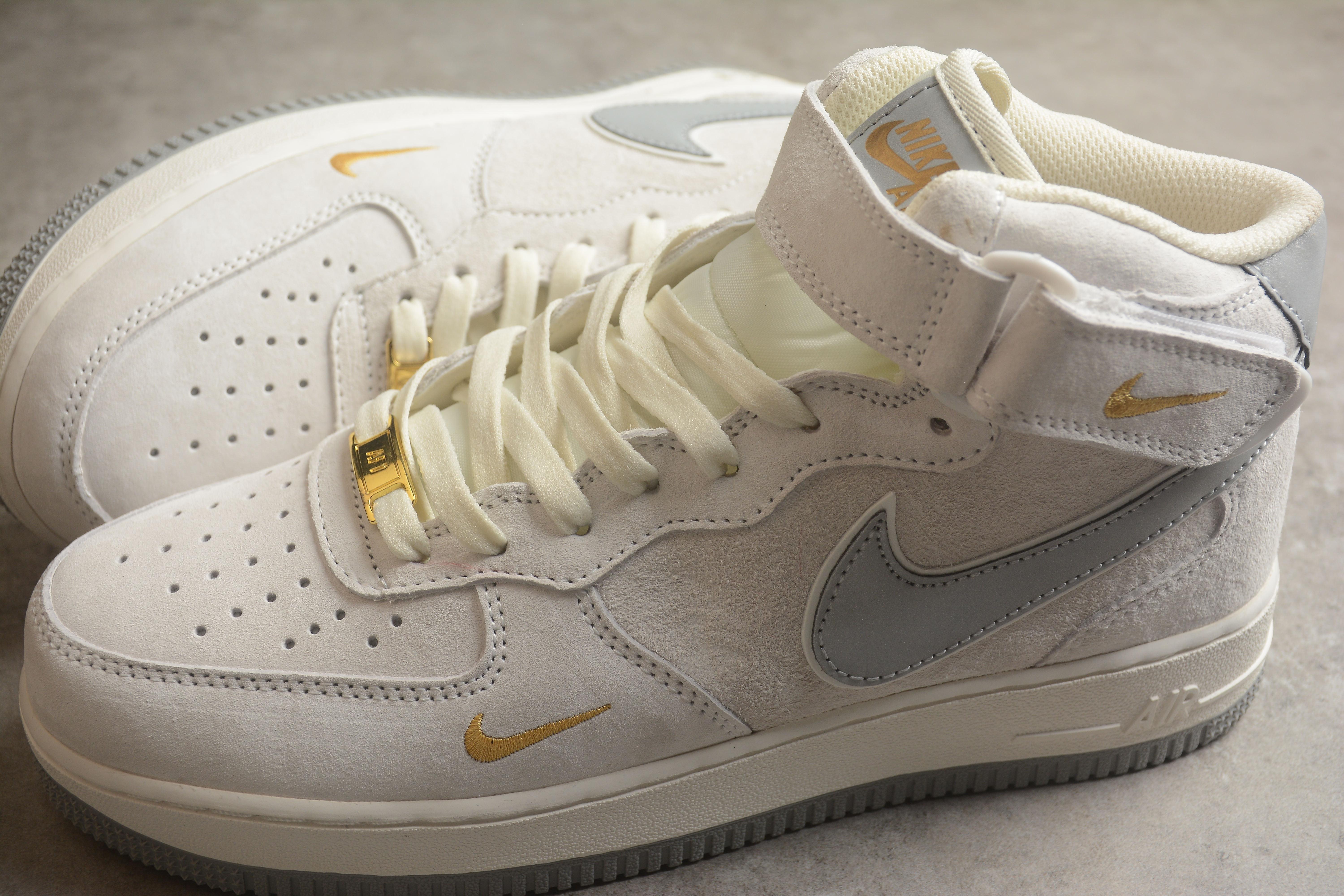 Nike Air Force 1 Mid "Grey/Gold/White" фото № 6
