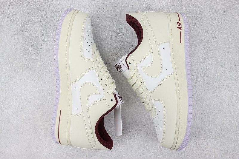 Nike Air Force 1 Low "Cream White/White/Purple/Burugundy" фото № 6