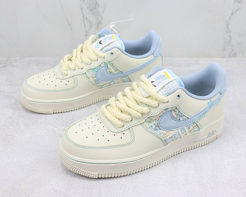 Nike Air Force 1 "Just Do It/Cream White/Blue" фото № 5