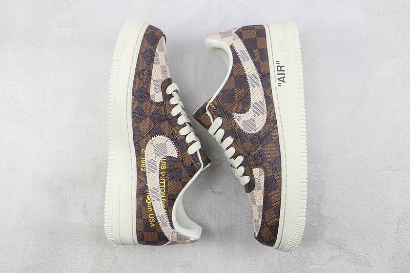 Louis Vuitton x Off-White x Nike Air Force 1 Low "Coffee" фото № 7
