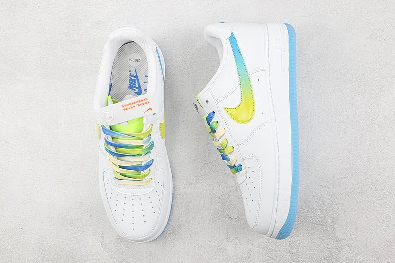 Nike Air Force 1 Low "White/Navy Blue/Yellow Gradient" фото № 5