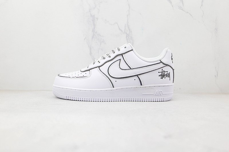Stussy x Nike Air Force 1 07 Low "White/Black" фото № 2