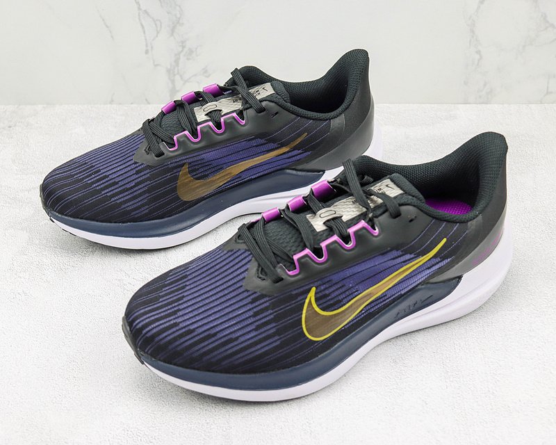 Nike Air Zoom Winflo 9 "Black/Gold Suede/Blackened Blue" фото № 7