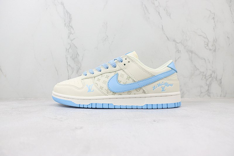 Louis Vuitton x Nike Dunk Low "Arctic Blue/White/Monogram" фото № 2