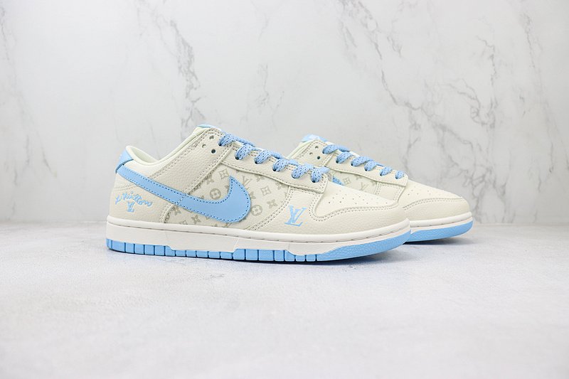 Louis Vuitton x Nike Dunk Low "Arctic Blue/White/Monogram" фото № 6