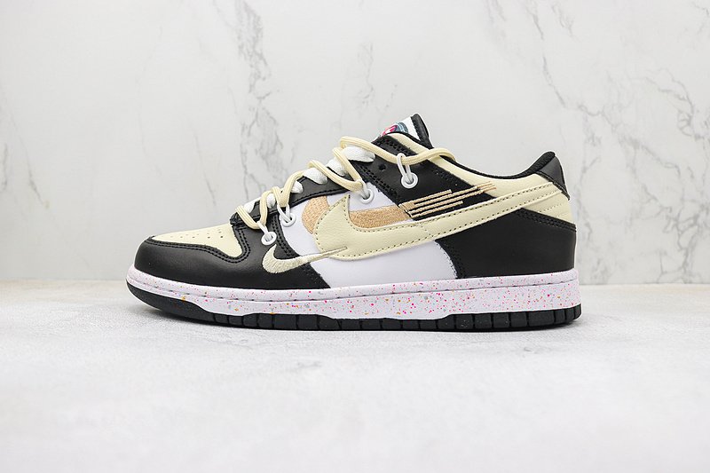 Nike Dunk Low Multi Swoosh "White/Black/Light Yellow" фото № 2