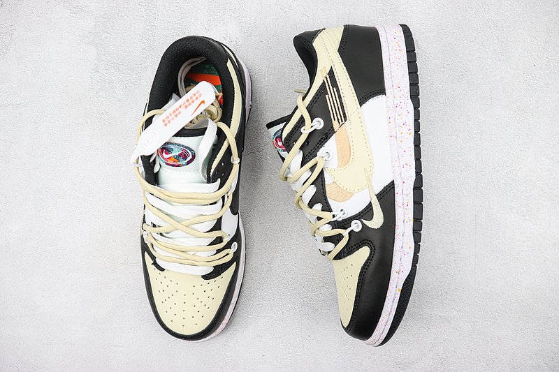 Nike Dunk Low Multi Swoosh "White/Black/Light Yellow" фото № 6