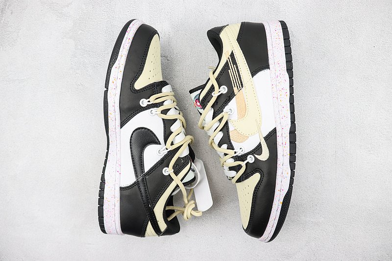 Nike Dunk Low Multi Swoosh "White/Black/Light Yellow" фото № 7
