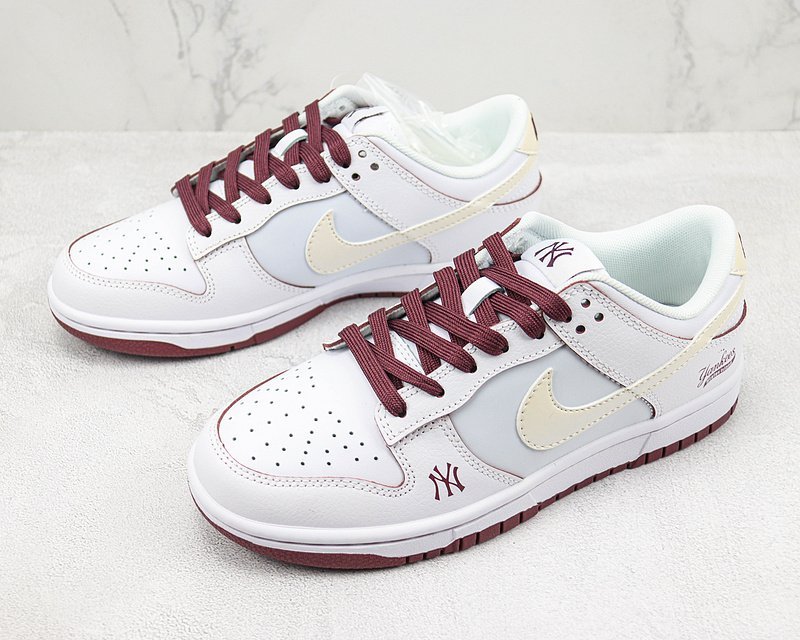 Nike Dunk Low "MLB/White/Wine/Red" фото № 5