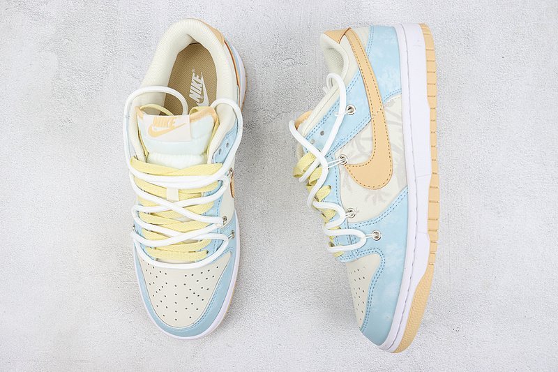 Nike SB Dunk Low "Sea Blue/Sand Yellow/White Lace Up" фото № 6