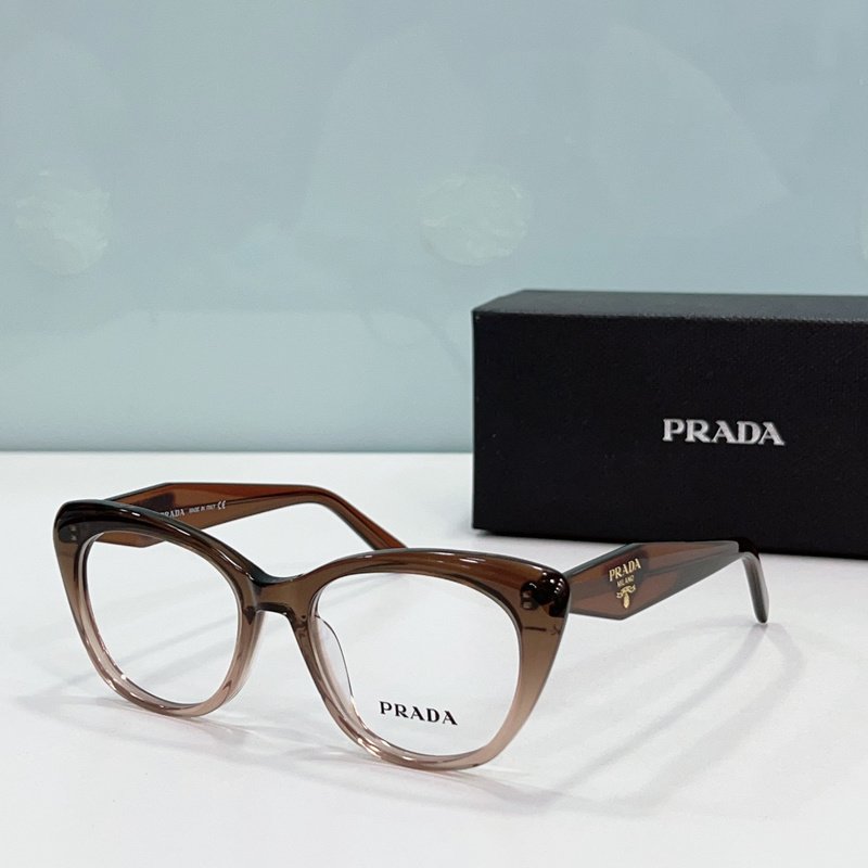 Оправа для очков Prada Cat Eye Form With Gold Logo In Triangle "Brown/Beige" фото № 2