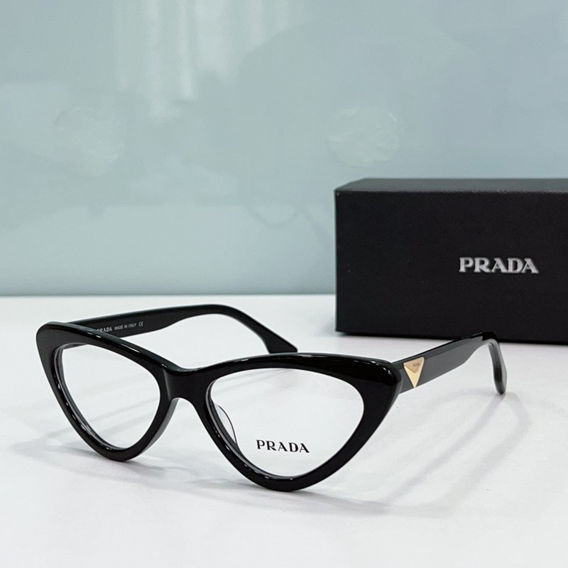 Оправа для очков Prada Cat Eye Shaped With Gold Logo "Black" фото № 2