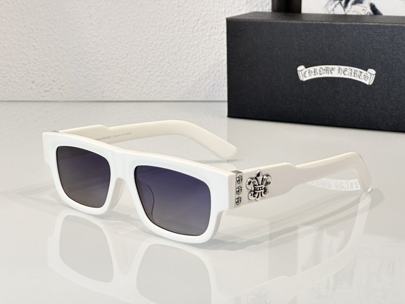 Солнцезащитные очки Chrome Hearts Temples With Big Logo "White" фото № 2