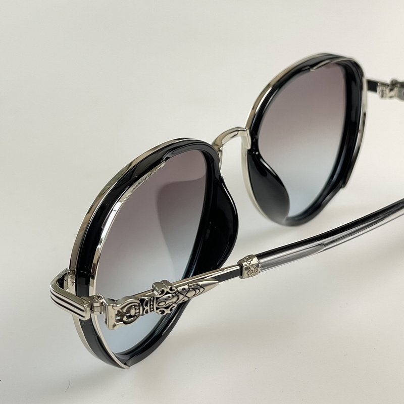 Солнцезащитные очки Chrome Hearts Rounded Thin Decorated Frame "Brown/Silver" фото № 3