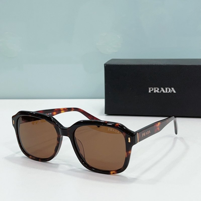 Солнцезащитные очки Prada Frame With Small Stripe And Inscription "Brown/Red" фото № 3