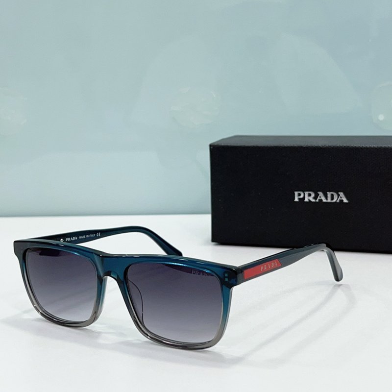 Солнцезащитные очки Prada Rectangle Form And Inscription On Frame "Blue/Gray" фото № 2