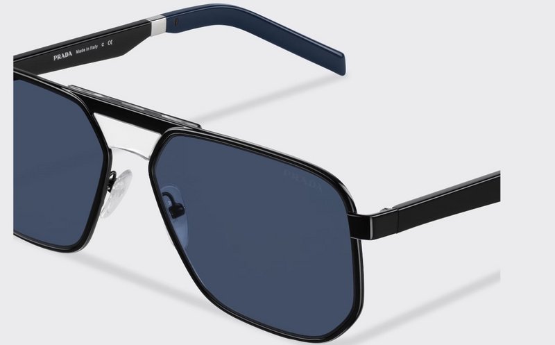 Солнцезащитные очки Prada Small White Logo Inscription "Blue" фото № 5