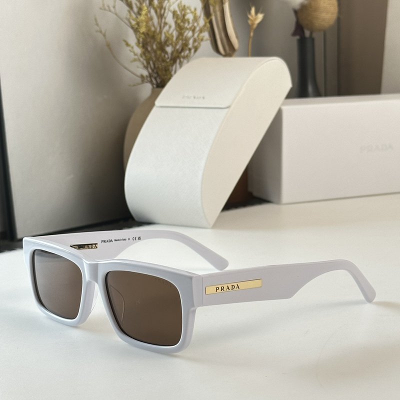 Солнцезащитные очки Prada Logo Inscription Inside Rectangle On Frame "White/Brown" фото № 2