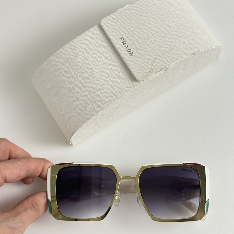 Солнцезащитные очки Prada Wide Lenses Frame With Logo "White" фото № 2