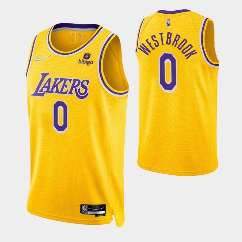 Баскетбольная Джерси Nike Los Angeles Lakers 21-22 №0 Russell Westbrook "Yellow" фото № 2