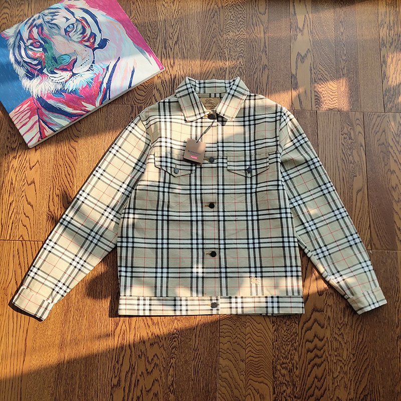 Джинсовая Куртка Burberry X Supreme In A Cage And With A Logo "Beige/White" фото № 2