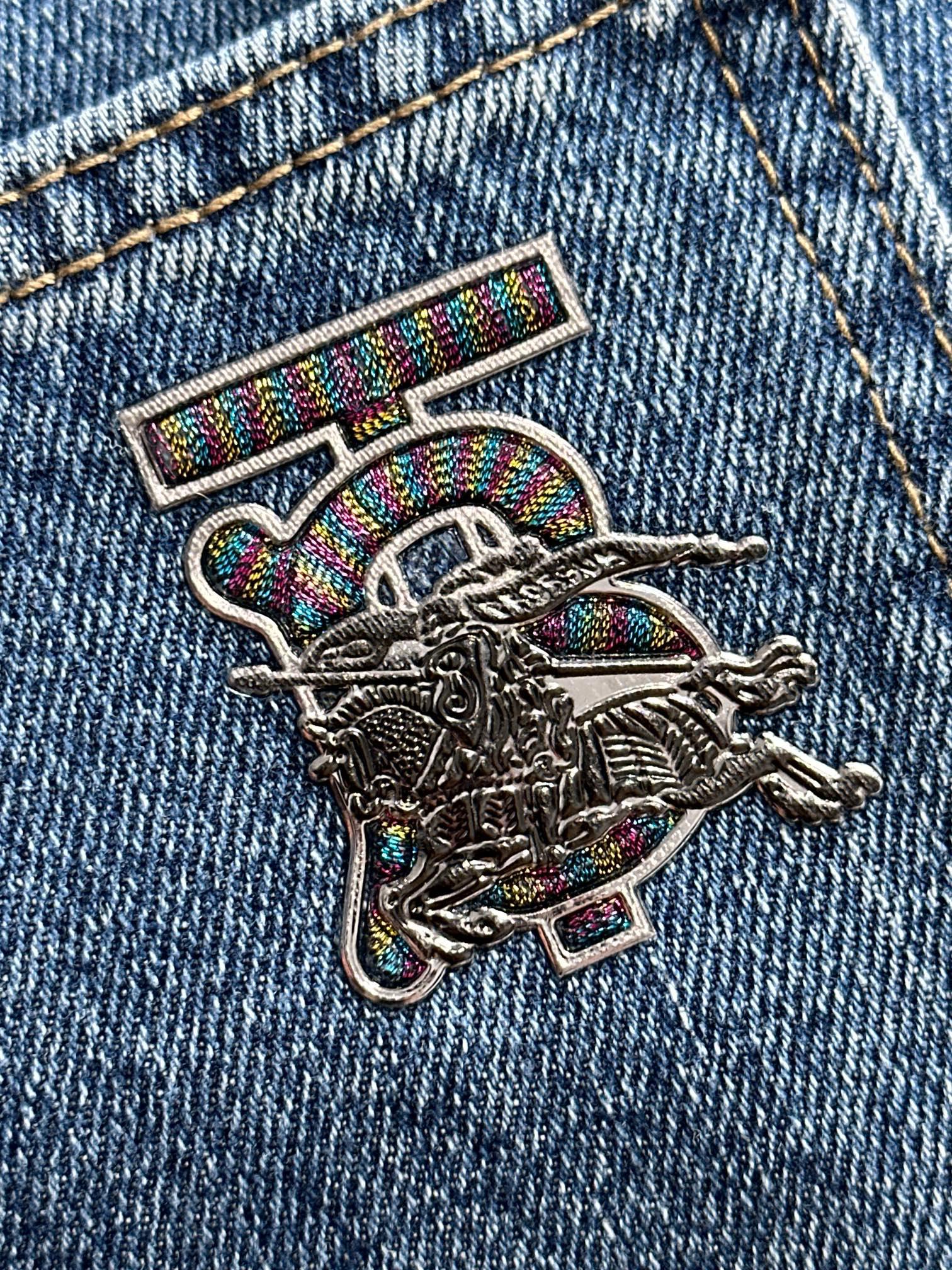 Джинсы Burberry Backside Brown Stripe Horse And Warrior "Blue" фото № 4