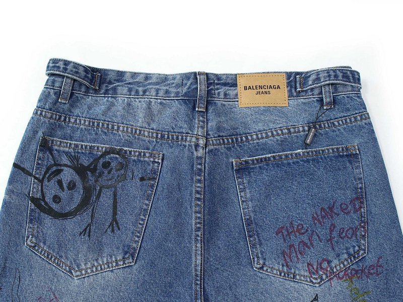 Джинсы Balenciaga Painted With Inscriptions "Blue" фото № 5