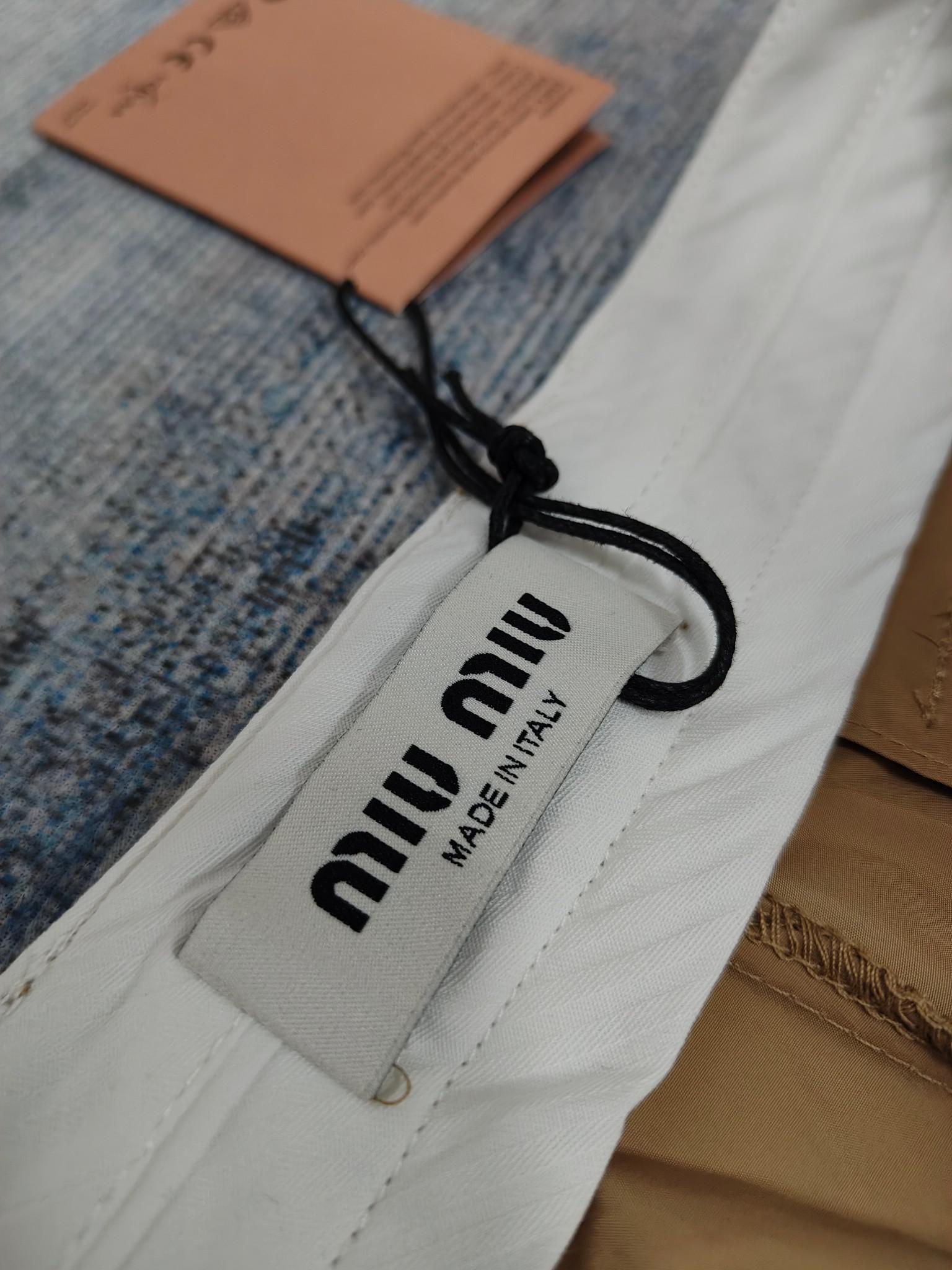 Штаны Miu Miu Backside White Logotype Logo Miu Miu "Brown" фото № 3