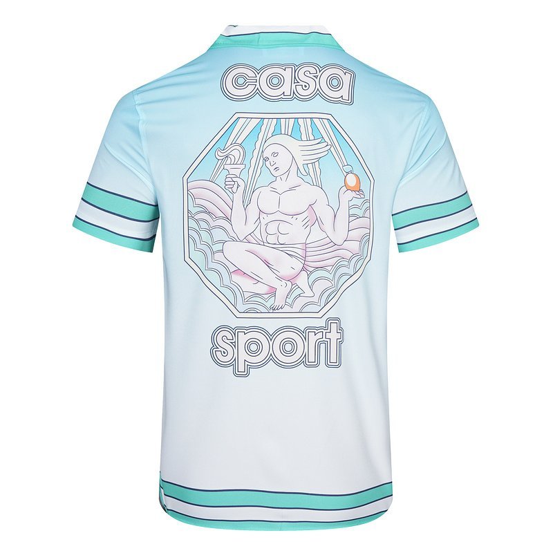 Рубашка Casablanca Big Back Print And Stripes Edge Decoration "Blue" фото № 2