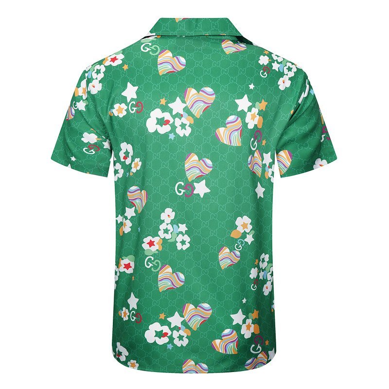 Рубашка Gucci Flowers And Hearts Print "Green" фото № 2