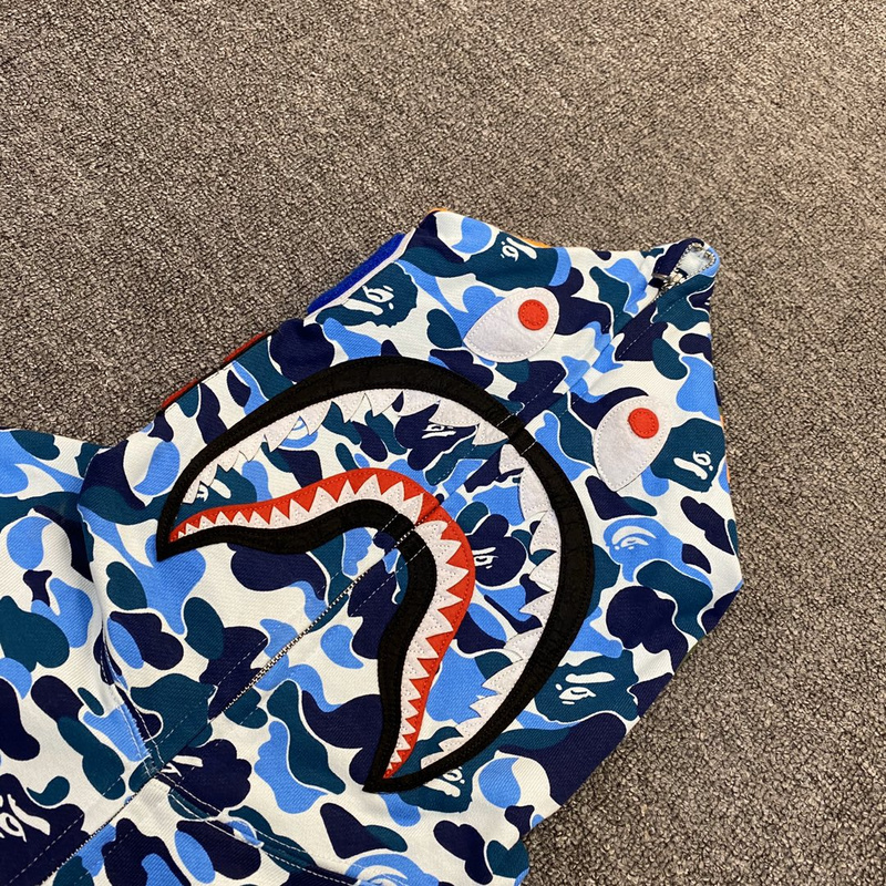 Худи A Bathing Ape Hood With A Pattern ZIP "Blue/White" фото № 8