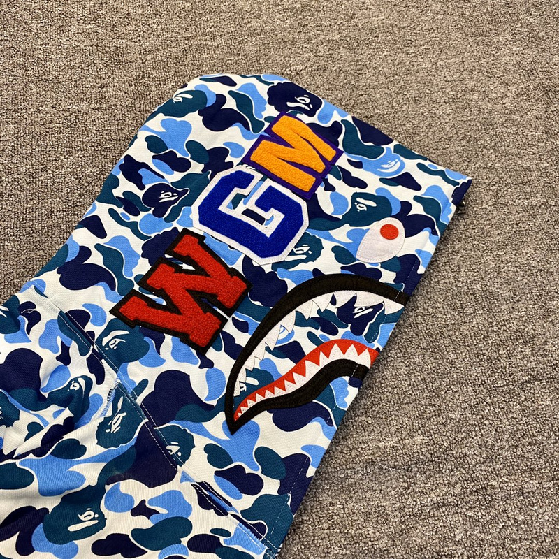 Худи A Bathing Ape Hood With A Pattern ZIP "Blue/White" фото № 7
