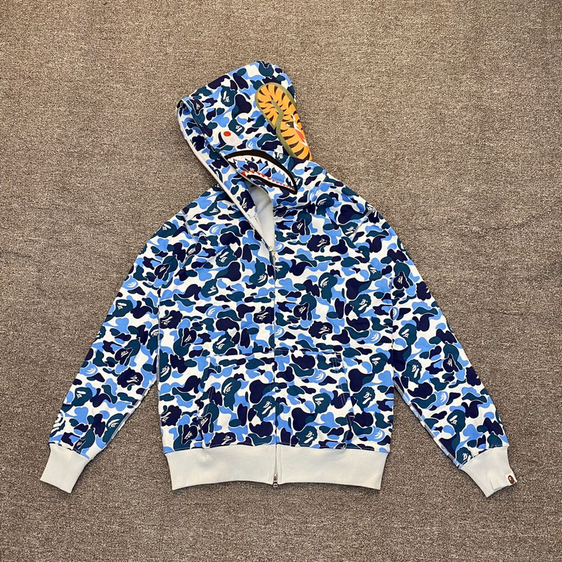 Худи A Bathing Ape Hood With A Pattern ZIP "Blue/White" фото № 3