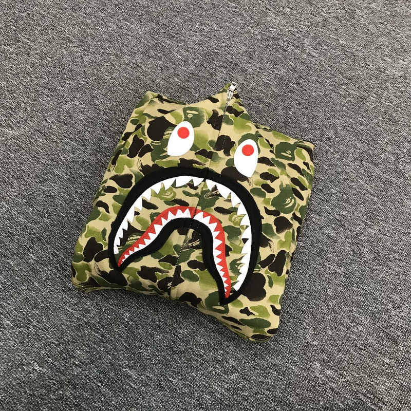 Худи A Bathing Ape Scared Face ZIP "Black/Green" фото № 2