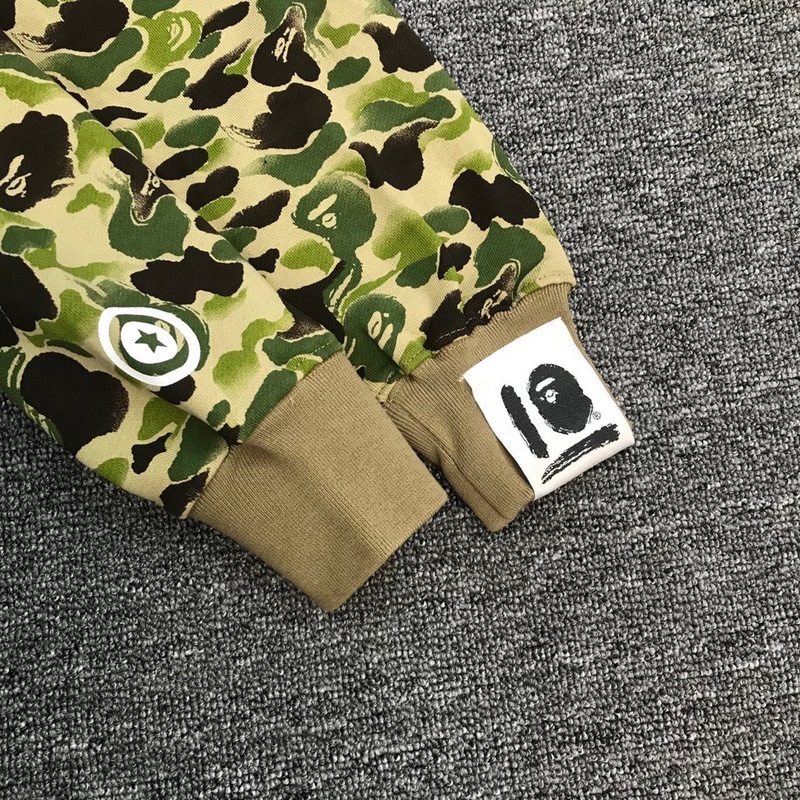 Худи A Bathing Ape Scared Face ZIP "Black/Green" фото № 7