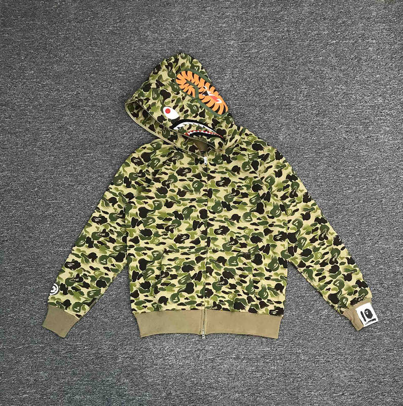 Худи A Bathing Ape Scared Face ZIP "Black/Green" фото № 6