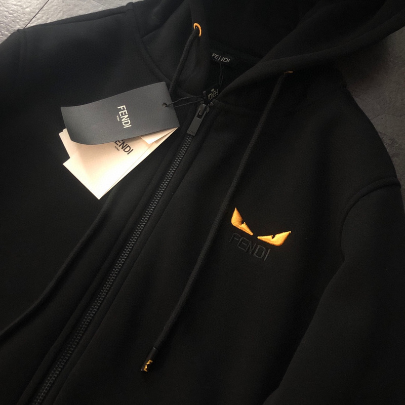 Худи ZIP Fendi With An Inscription On The Hood "Black" фото № 9