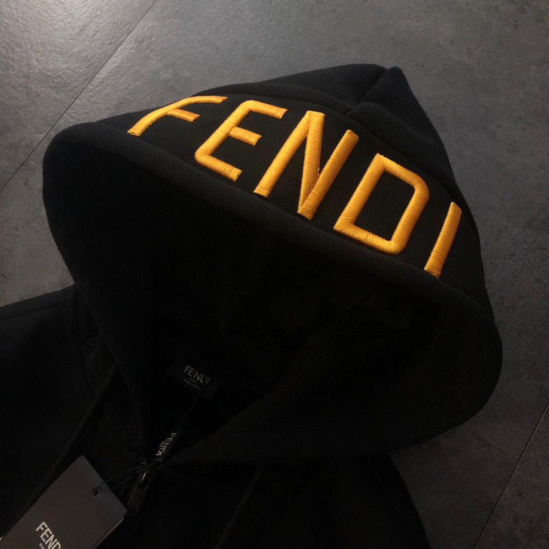Худи ZIP Fendi With An Inscription On The Hood "Black" фото № 5