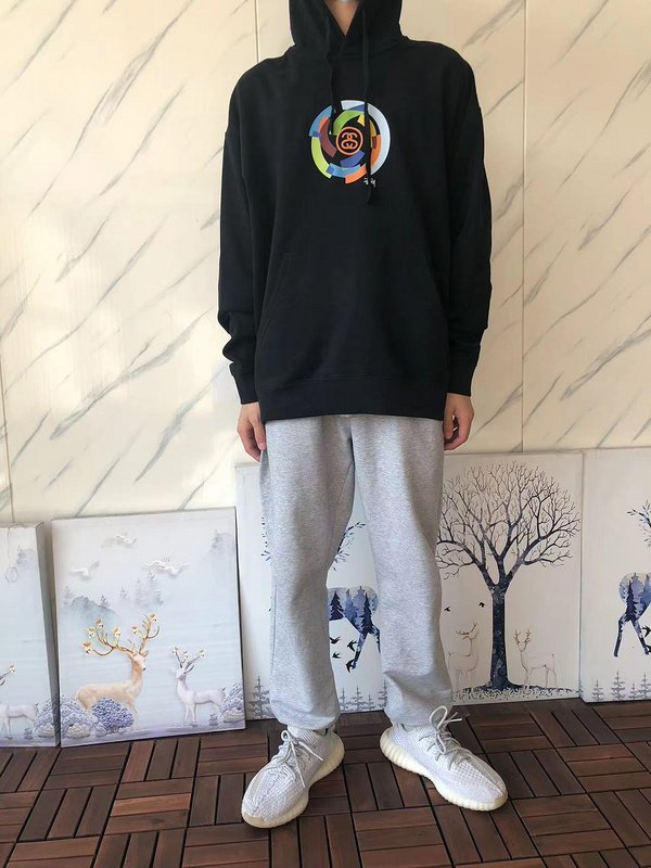 Худи Stussy Circle From Multicolor Details And Big Front Pocket "Black" фото № 8