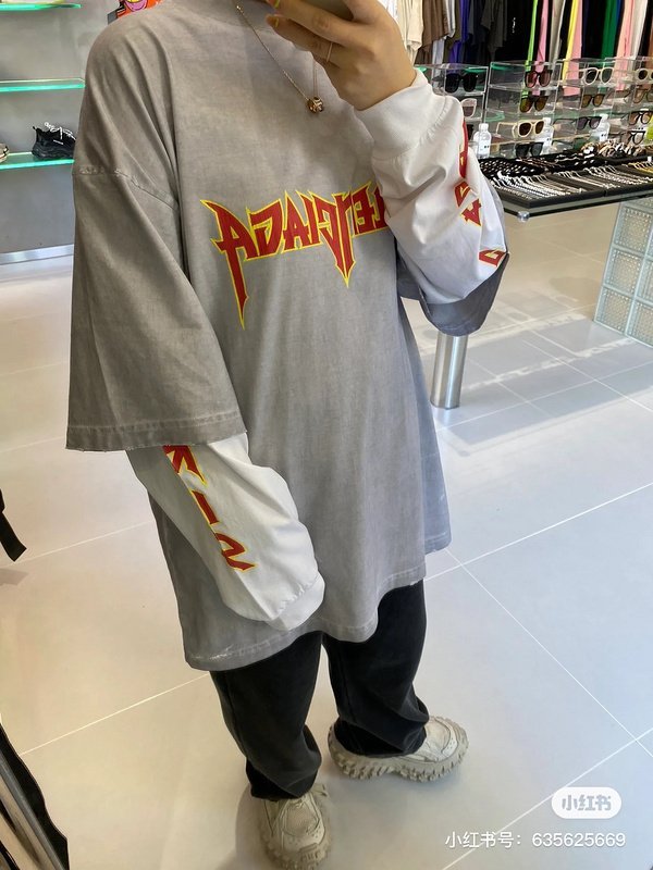 Футболка Balenciaga Double Long Sleeves "Gray" фото № 6