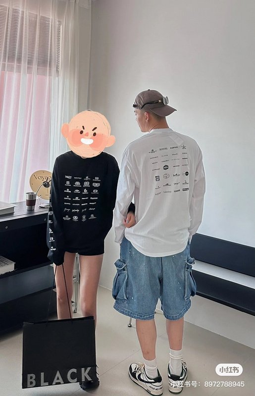 Лонгслив Balenciaga Different Logo Types "Black" фото № 2