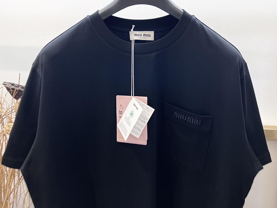 Футболка Miu Miu Frontside Logo On Frontside Pocket Miu Miu "Blue" фото № 3